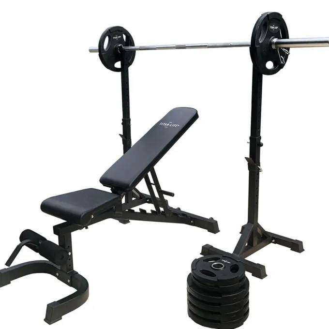 Weight Garage Gym 100 kg, Träningsbänk med skivstångsställning