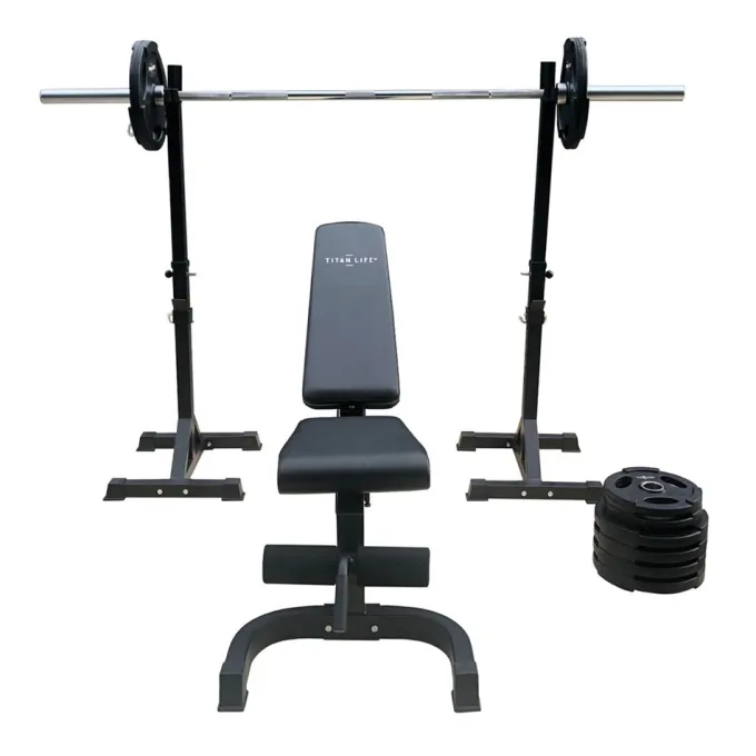 Weight Garage Gym 100 kg, Träningsbänk med skivstångsställning