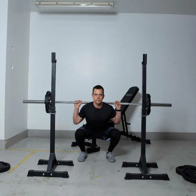 Weight Garage Gym 100 kg, Träningsbänk med skivstångsställning