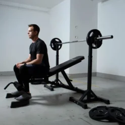 Weight Garage Gym 100 kg, Träningsbänk med skivstångsställning